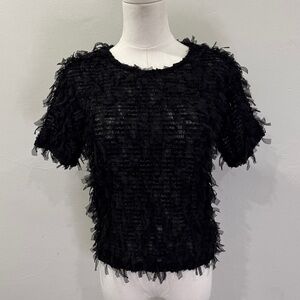 ✨ ZARA Sheer Fringe Party Top | Size Large ✨